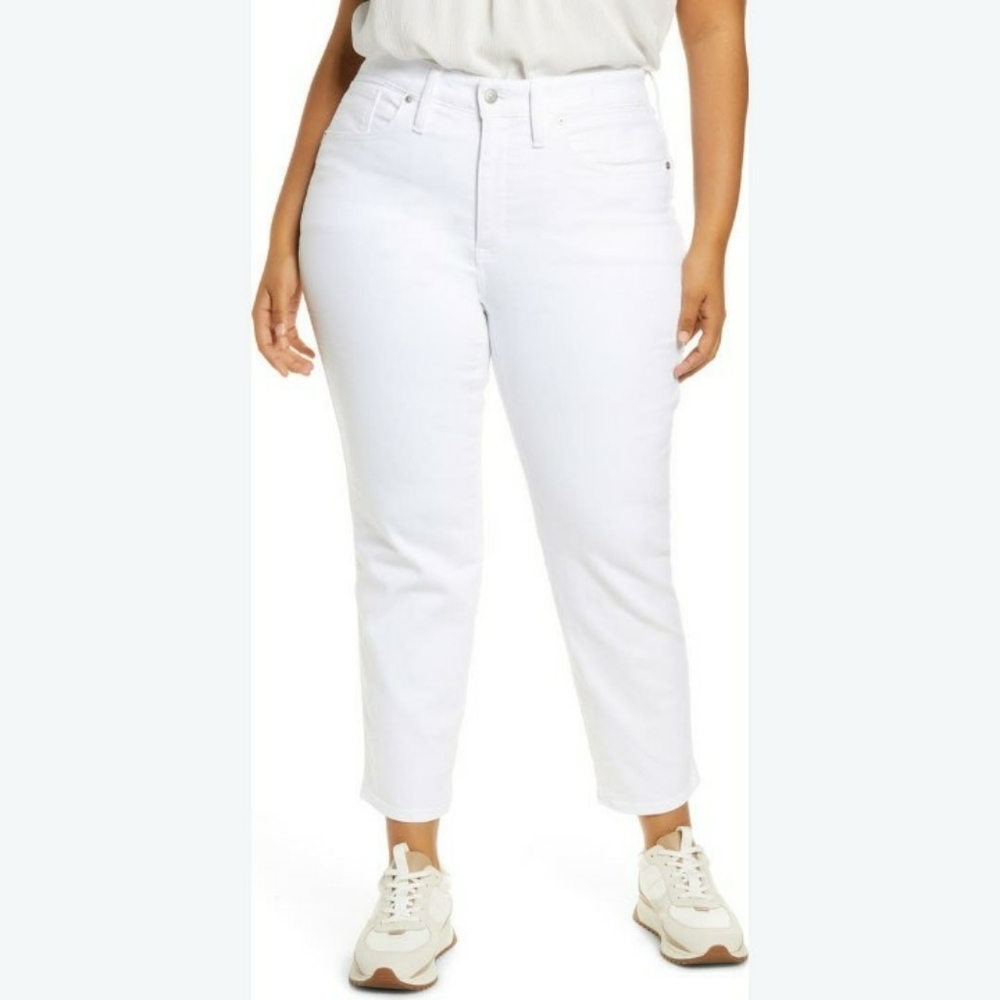 Madewell Stovepipe Jeans White Denim High Rise Straight Leg Women’s